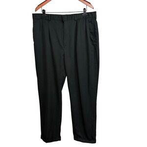 Vintage Polo Ralph Lauren Dress Pants Men 40x32 Black Polyester Pleated Cuffed